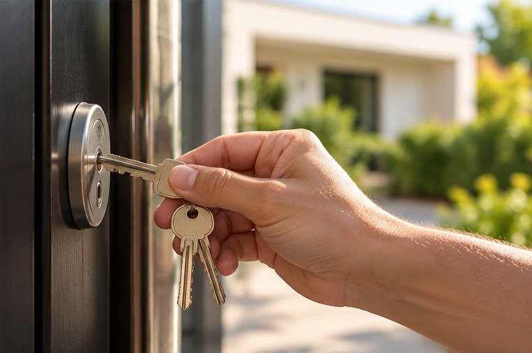 Llave de acceso a una vivienda, fotografía de puerta